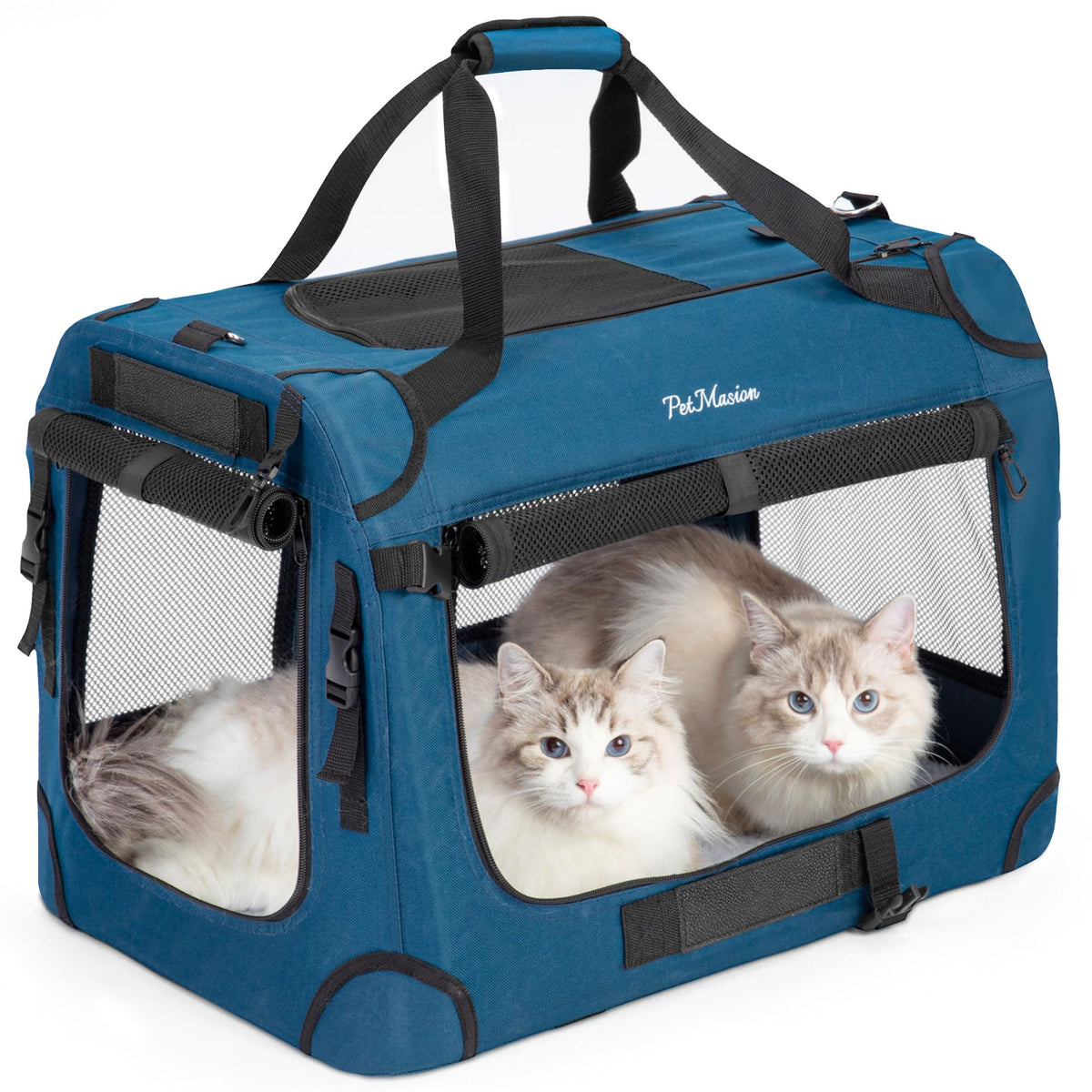 PetMasion Extra Large Cat Carrier for 2 Cats Collapsible Soft Sided Pet XL Crate for Large Mudium Big Cat 20lbs+ Car Travel Portable Bag for Long Trips Ride 24"x16.5"x16.5"