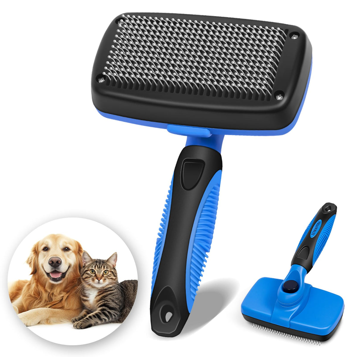 Self Cleaning Slicker Brush for Dogs & Cats,Dog brush for shedding,Cat grooming supplies,Dog brush for long haired dogs,Short-haired dog brushDog hair brushPet brush