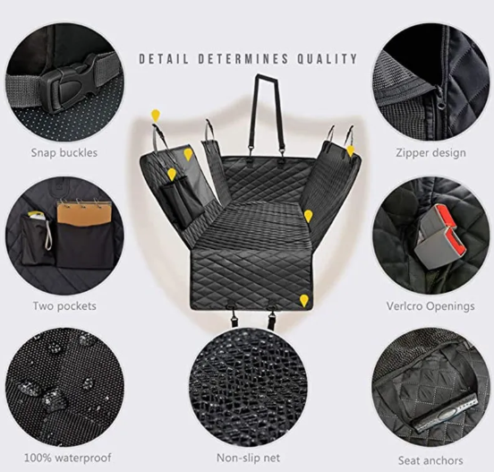 Waterproof & Scratch-Resistant Car Pet Seat Cover with Mesh Window