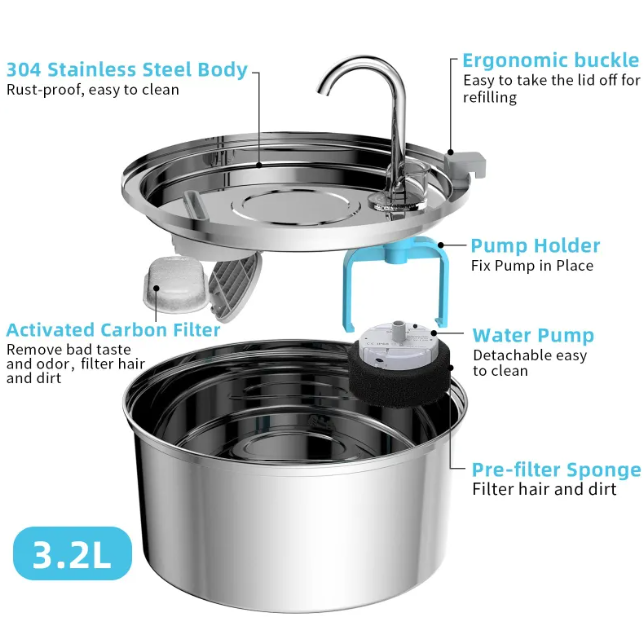 Stainless Steel Automatic Pet Water Dispenser Fountain