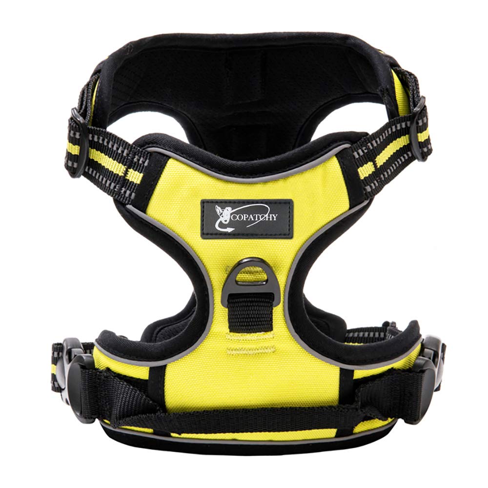 Copatchy Dog Harness No-Pull Pet Harness Adjustable Outdoor Vest 3M Reflective Oxford Material Easy Control for All Sized Dogs (Medium Green)