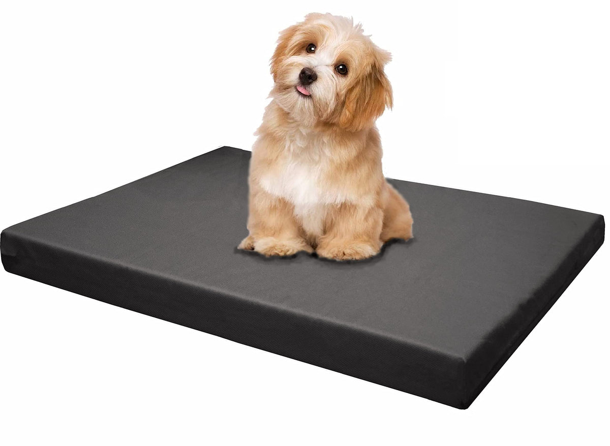 Dogbed4less Memory Foam Platform Dog Bed Crate Mattress for Orthopedic Joint Relief with Waterproof Removable Cover Small 24X16X3 Space Gray