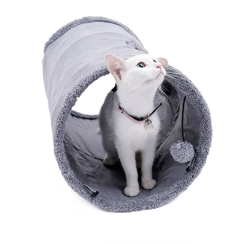 Fleece Pet Tunnel and Collapsible Cat Play Tent