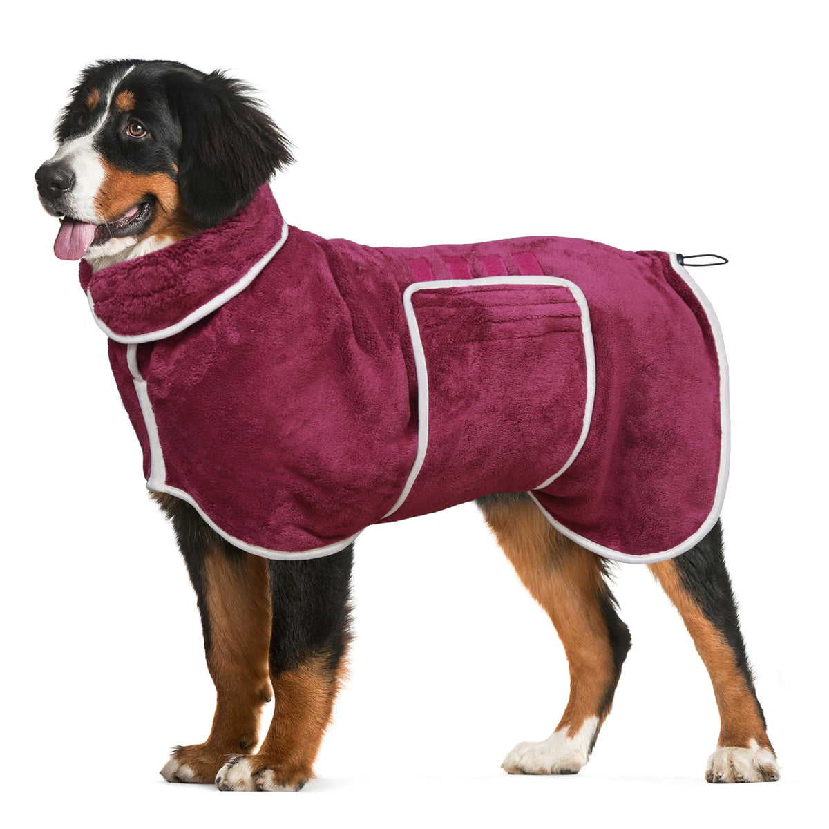 Dog Bathrobe Towel Dog Drying Coat - Super Absorbent Dog Towels Bath Robe for Drying Dogs Large Soft Adjustable Collar & Belly Strap Fast Drying Coat Pet Dog Cat Bath Robe Towel (Purple Large)