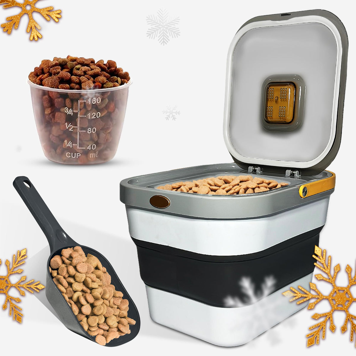 Dog Food Storage Container Up to 13lb Airtight Collapsible Pet Food Bin with Wheels Scoop and Travel Bowl Space-Saving Design for Dry Dog/Cat Food Storage